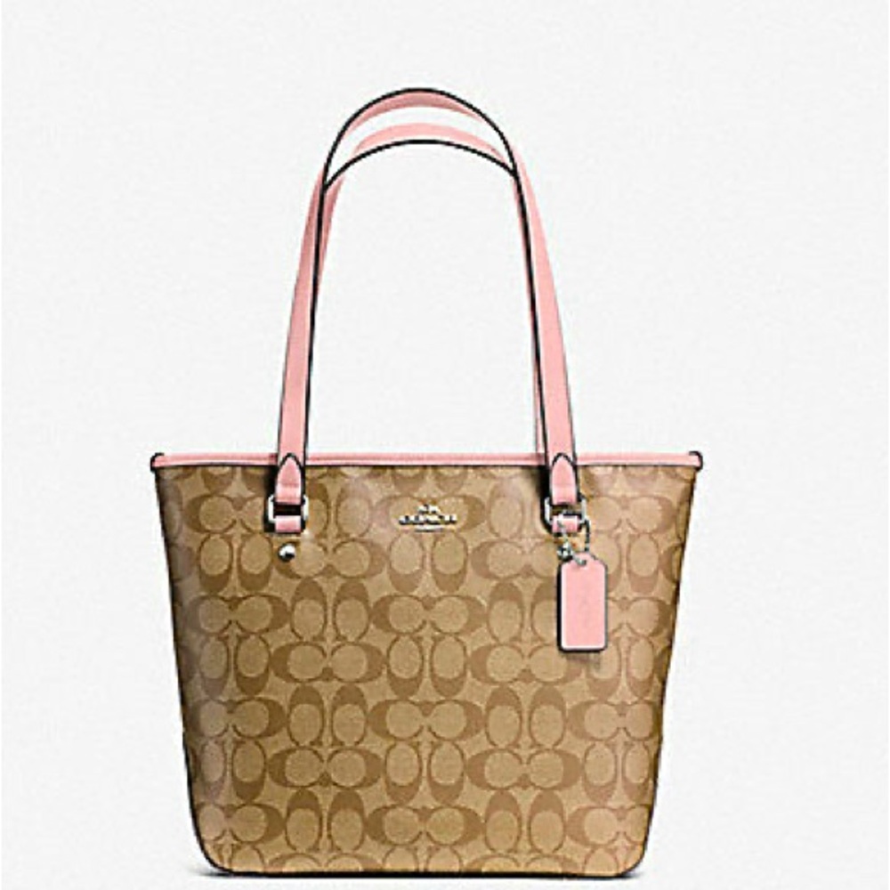 Coach Tan and Pink Shoulder Bag